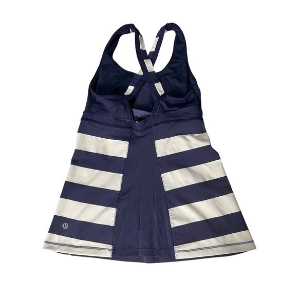 Lululemon Stuff your Bra Cadet Striped Navy/White Tank Top Size 6 - Picture 2 of 4